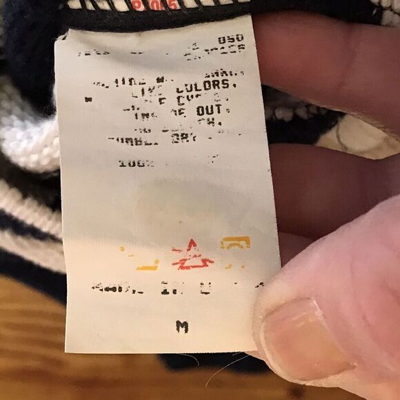 Jantzen Mens Size M Pullover Sweater Golf Embroidered Blue White Stripe VINTAGE - Picture 7 of 8